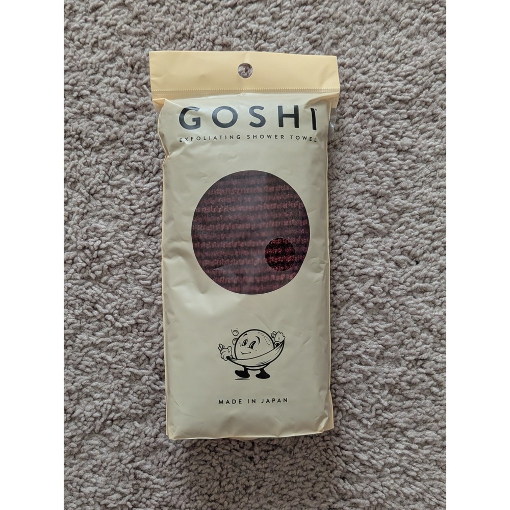 Goshi Exfoliating Shower Towel Nylon Maroon Red Made in Japan NWT